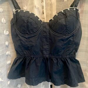 Anthropologie Navy Peplum Bustier Top